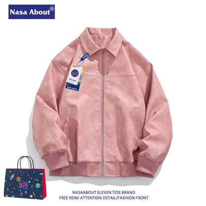Astro Heritage NASA Vintage Brown Suede Lapel Leather Jacket