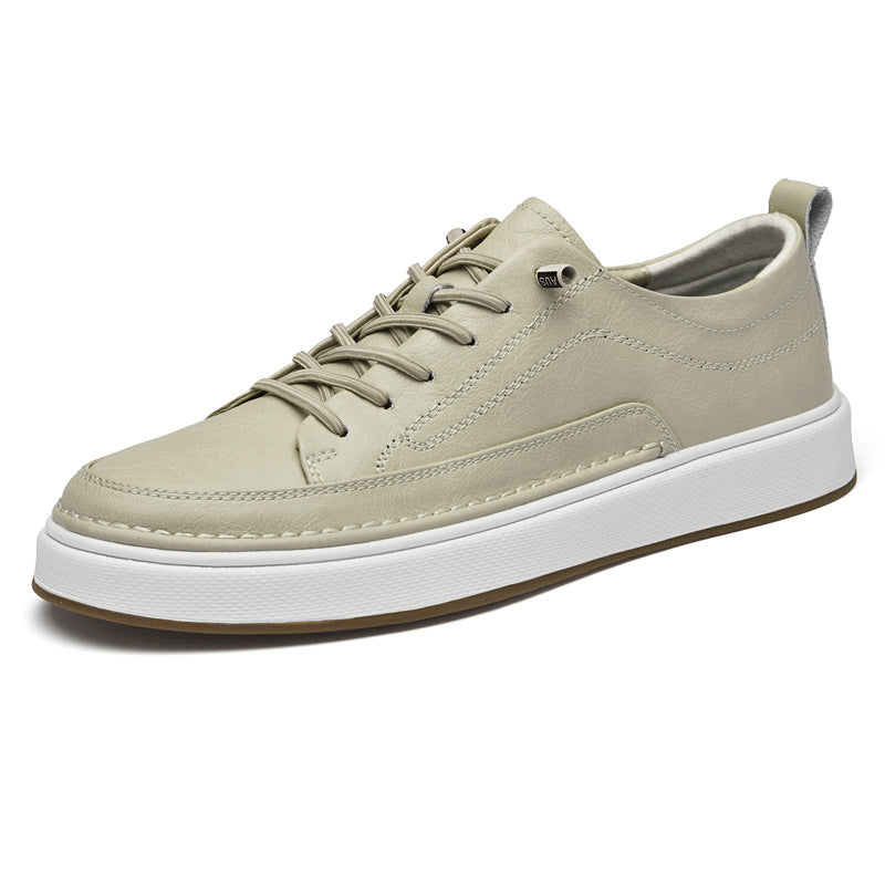 Men's autumn versatile white leather sneakers