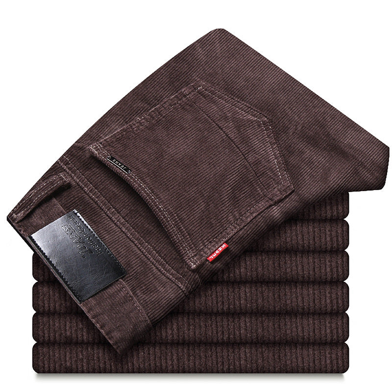 Straight-Leg Plush Corduroy Slacks