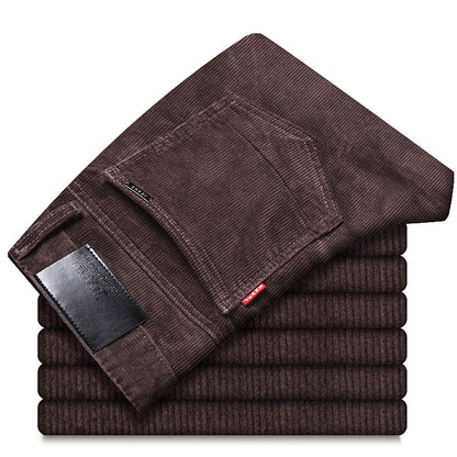 Straight-Leg Plush Corduroy Slacks