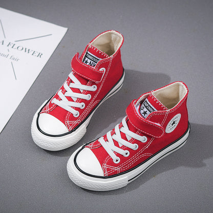 2025 trendy white high-top canvas shoes for babies