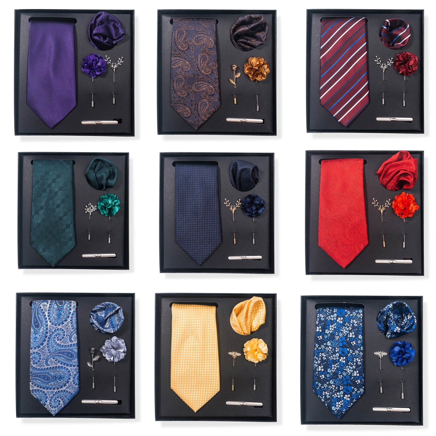 Cashew Nut Stripe Tie & Accessories Set