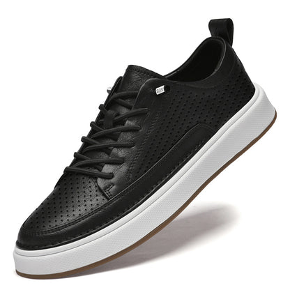 Men's autumn versatile white leather sneakers