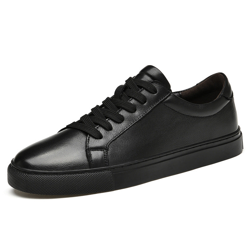 Plus size men's white low-top leather sneakers. Sporty and casual
