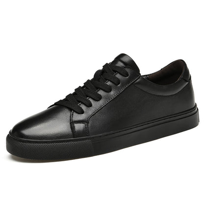 Plus size men's white low-top leather sneakers. Sporty and casual