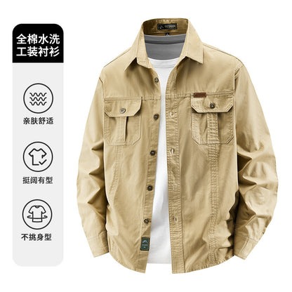 Spring and Autumn Business Casual Men's Cotton Long Sleeve Shirt