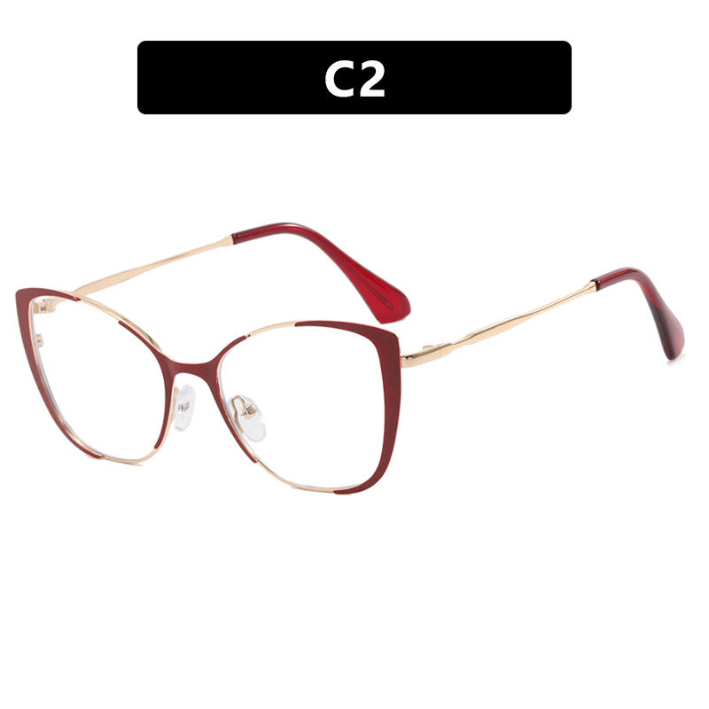 Trendy cat-eye glasses: European/American style, blue light blocking