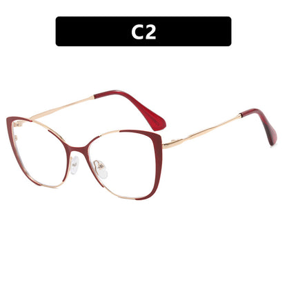 Trendy cat-eye glasses: European/American style, blue light blocking