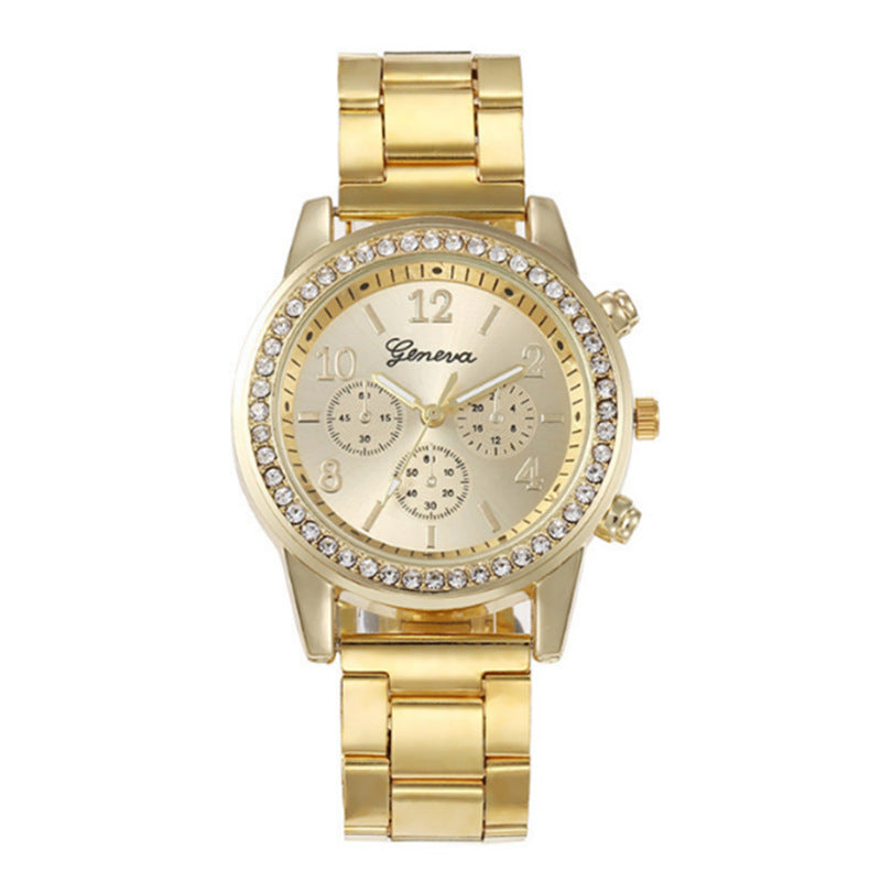 5-piece steel band women's casual Korean watch set with faux Gift set