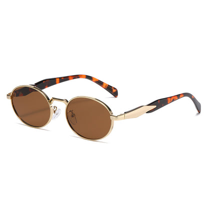 Oval metal retro luxury sunglasses