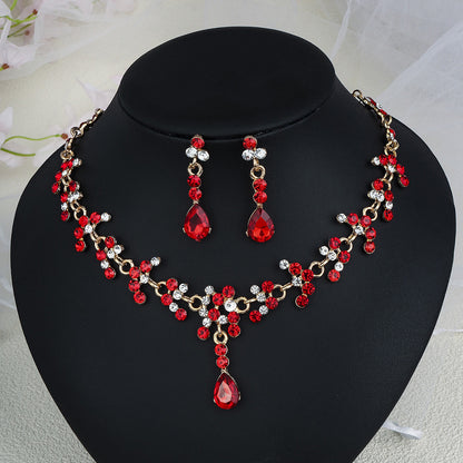 Rhinestone  jewelry set: earrings and necklace.