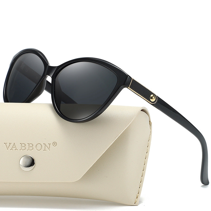 Women's Polarized Retro Leather Inlay Sunglasses  UV Protection Trend