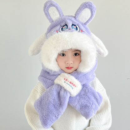 Children's warm plush hat scarf
