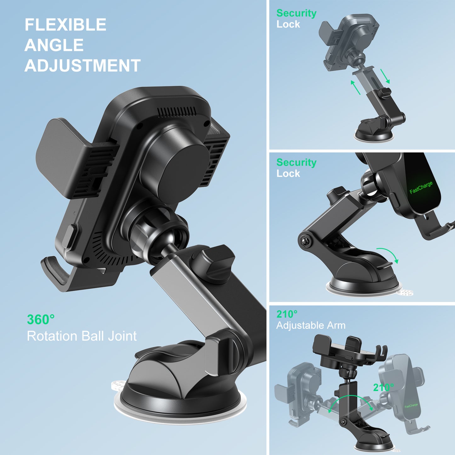Yama's popular air outlet car wireless charging bracket 15W fast charging car mobile phone charging intelligent induction bracket