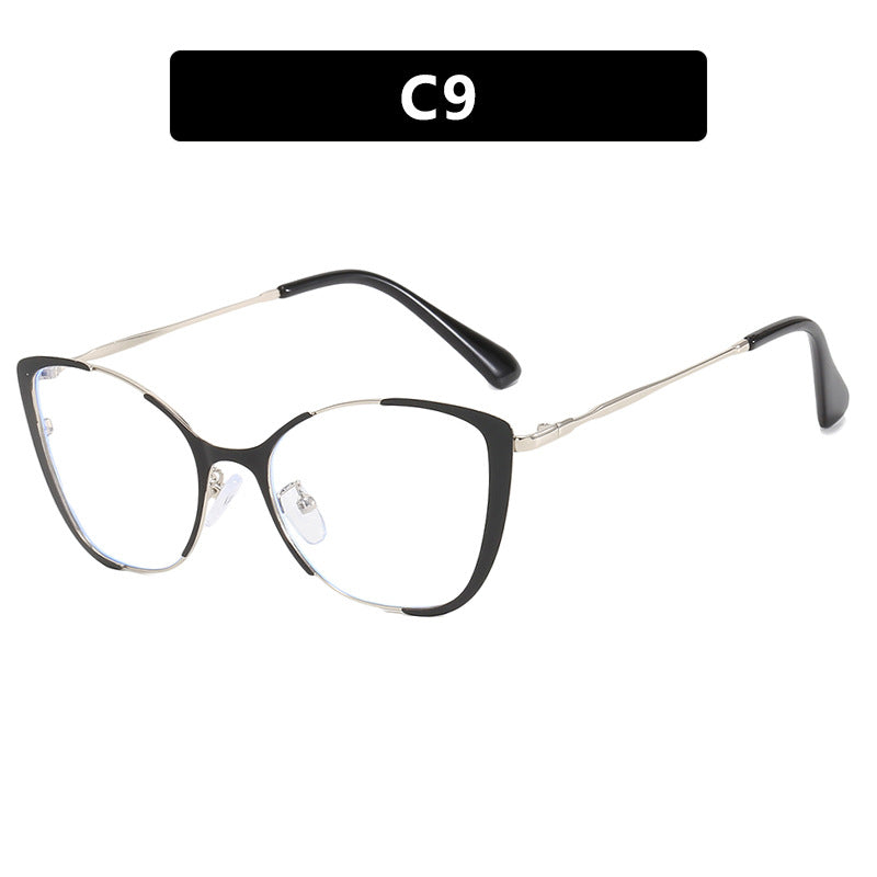 Trendy cat-eye glasses: European/American style, blue light blocking