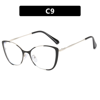 Trendy cat-eye glasses: European/American style, blue light blocking