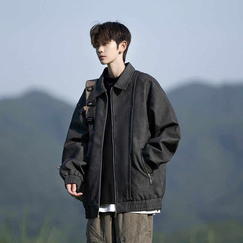 Retro men's thick oversized autumn/winter jacket