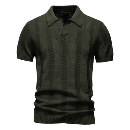 Men's Stripe Hollow Polo Shirt