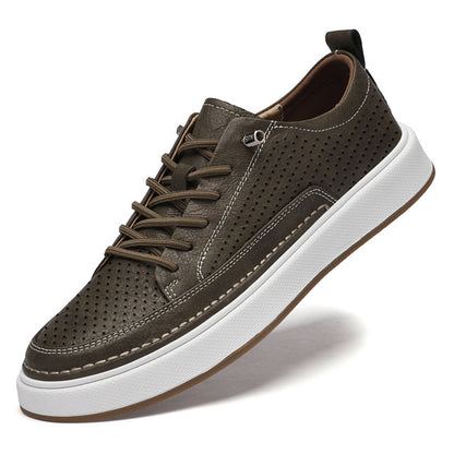 Men's autumn versatile white leather sneakers