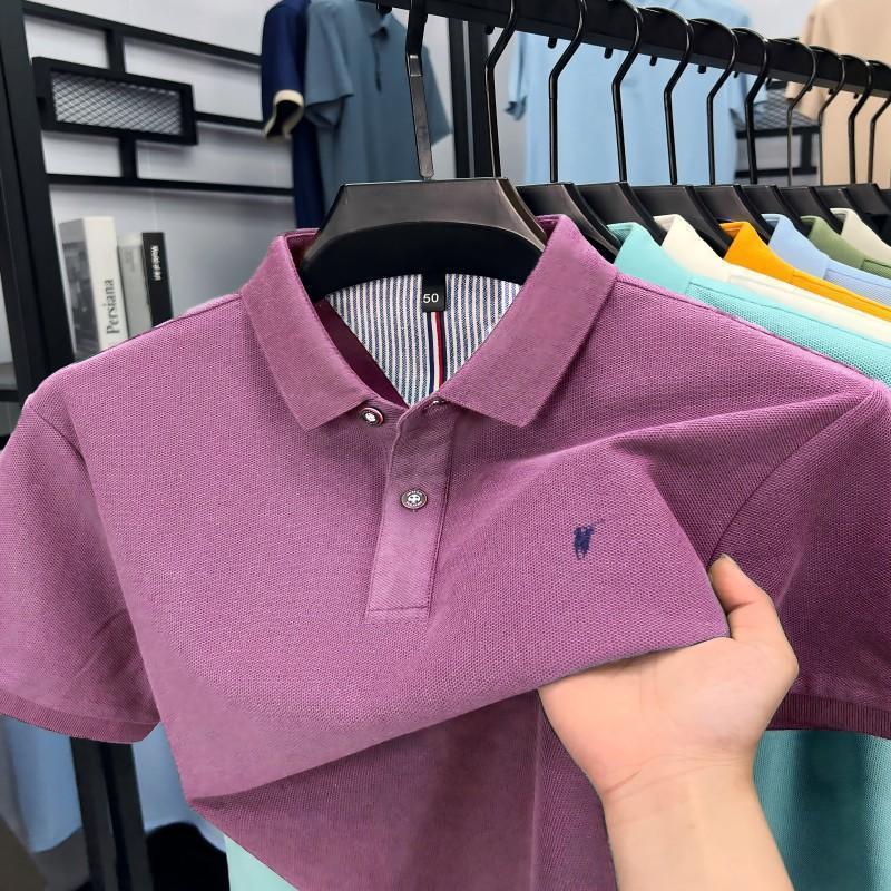 Premium Cotton Polo Shirt  Breathable Business Casual Short Sleeve Tee