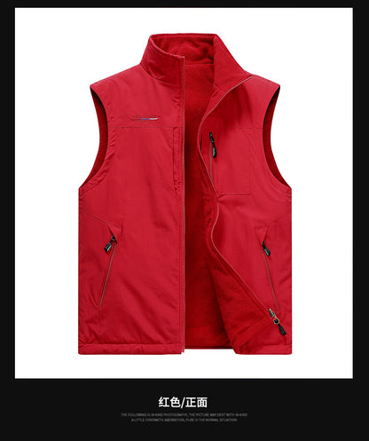 Men's fleece vest autumn/winter, sleeveless.