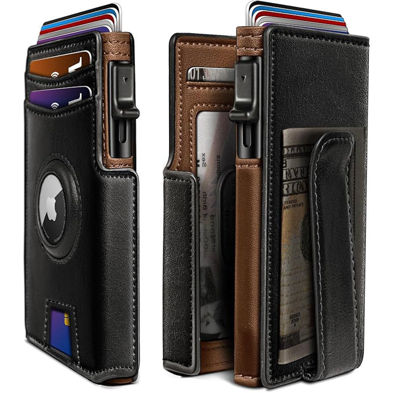 Cross border ultra thin magnetic flip cover men's wallet
