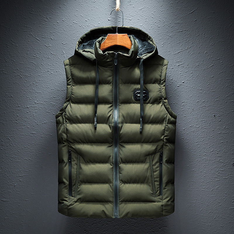 Korean style men's slim fit thickened warm vest jacket