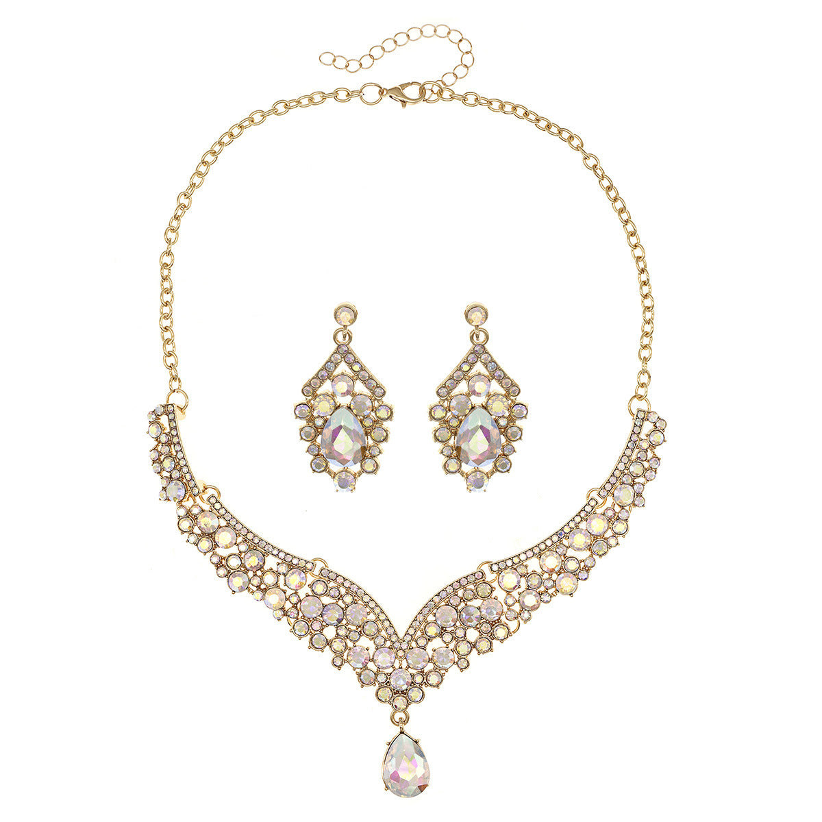Rhinestone  jewelry set: earrings and necklace.