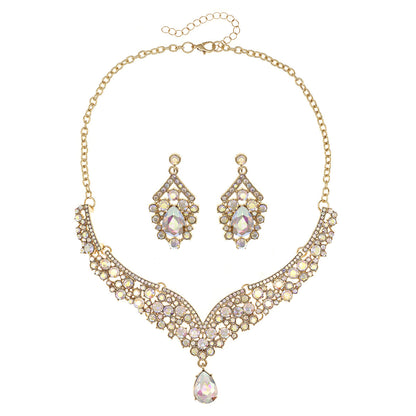 Rhinestone  jewelry set: earrings and necklace.