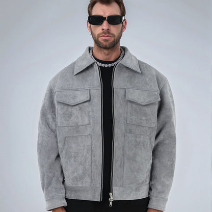 Urban Suede Lapel Zip Fashion Jacket