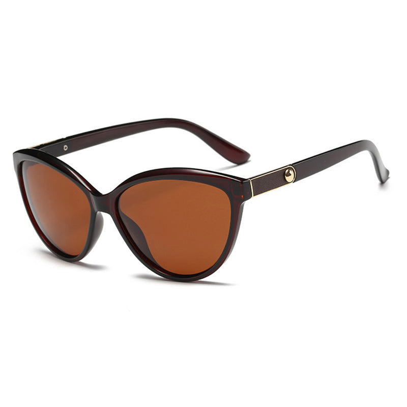 Women's Polarized Retro Leather Inlay Sunglasses  UV Protection Trend