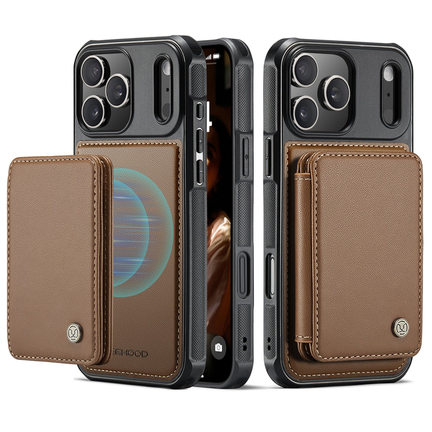 Mag Leather 2-in-1 Series  Magnetic Card & Wireless Charging Case for iPhone