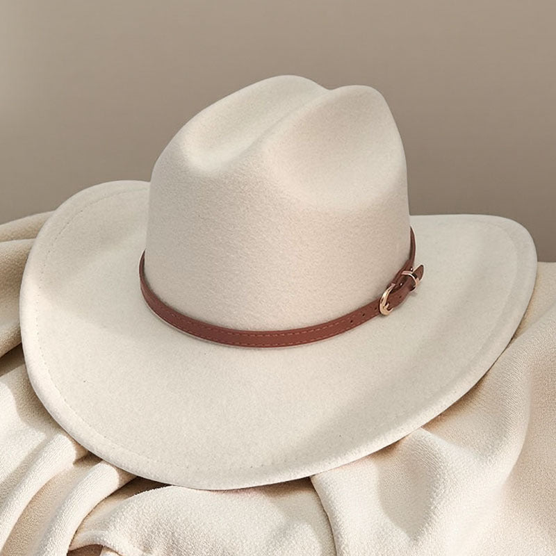 Western cowboy hat curved brim hat pebbled belt
