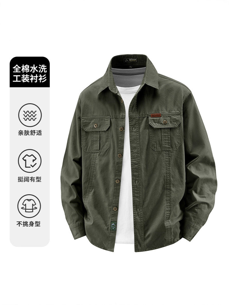 Spring and Autumn Business Casual Men's Cotton Long Sleeve Shirt