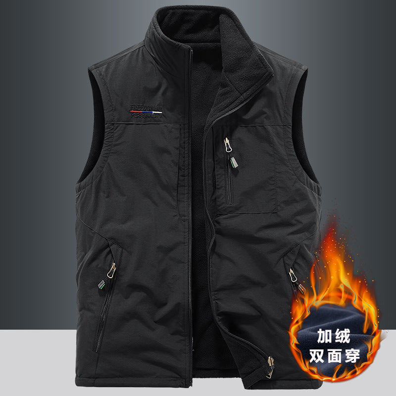 Men's fleece vest autumn/winter, sleeveless.