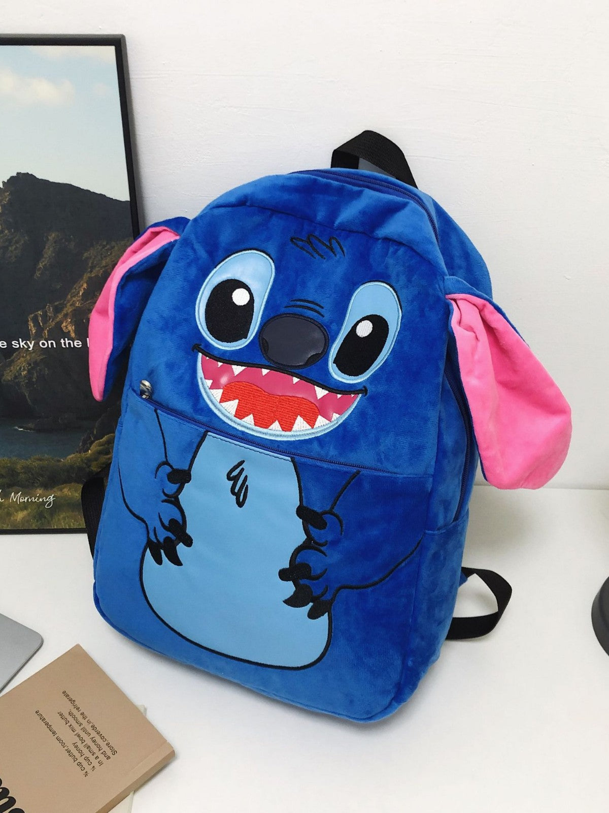 Stitch cute backpack, big children's school bag, cartoon backpack, middle and high school students, school bag, plush backpack