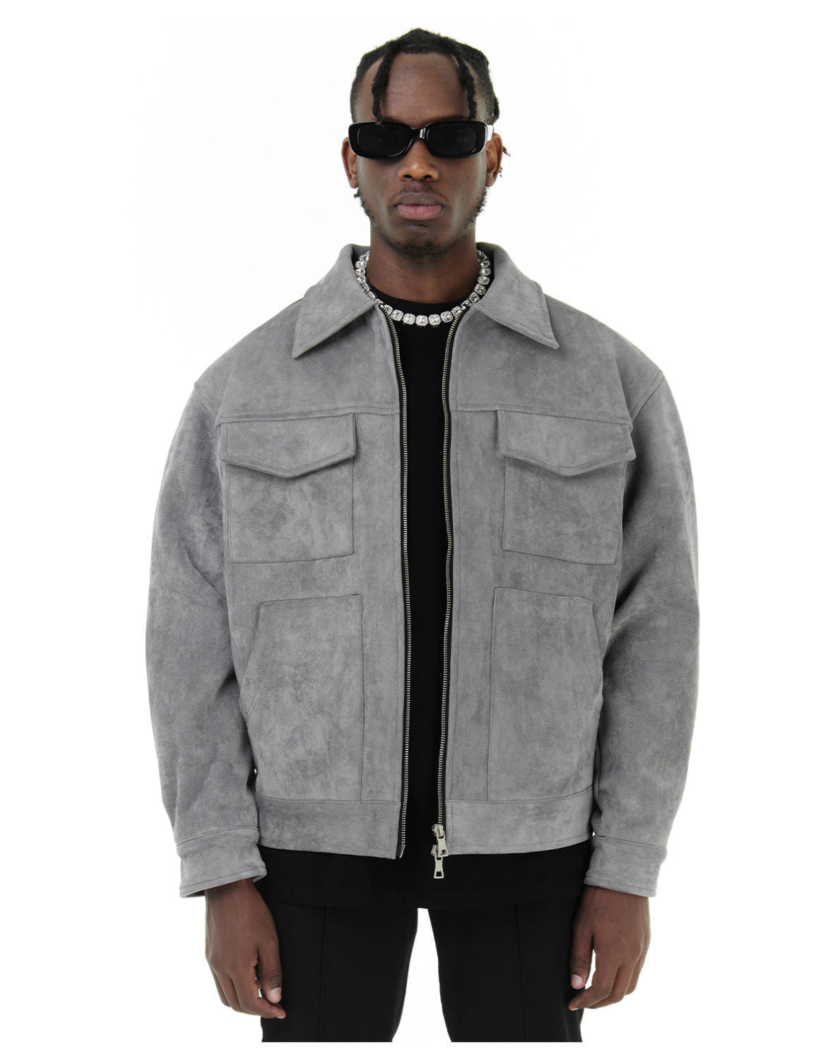 Urban Suede Lapel Zip Fashion Jacket