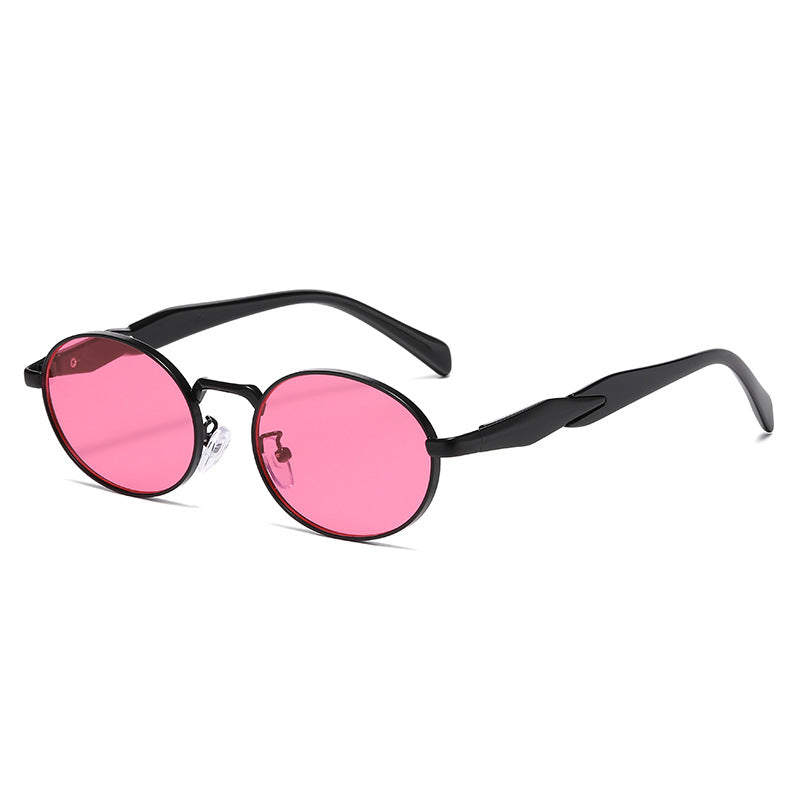 Oval metal retro luxury sunglasses