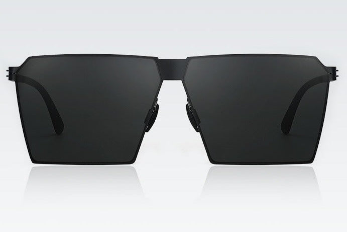 Men's square sunglasses: thin, screwless, spring-leg design for fashion, driving, photography.