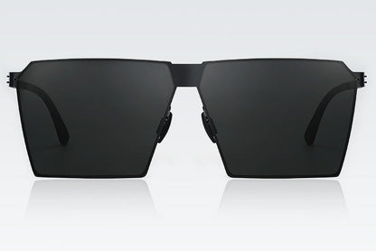 Men's square sunglasses: thin, screwless, spring-leg design for fashion, driving, photography.