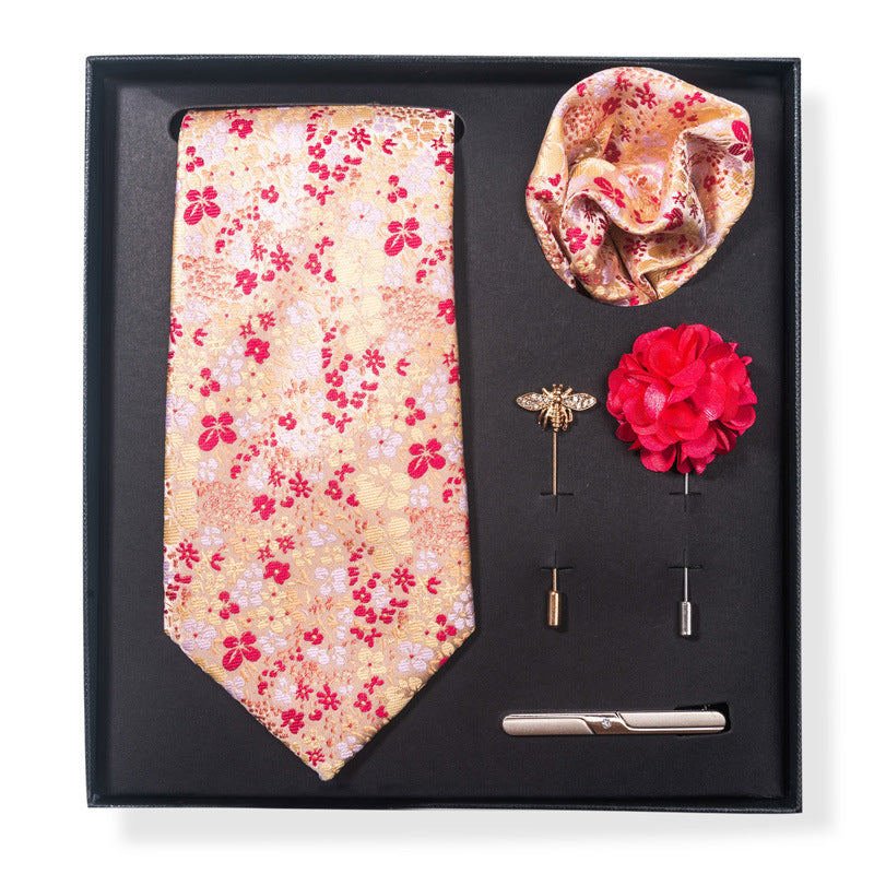 Cashew Nut Stripe Tie & Accessories Set