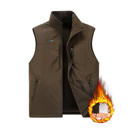 Men's fleece vest autumn/winter, sleeveless.