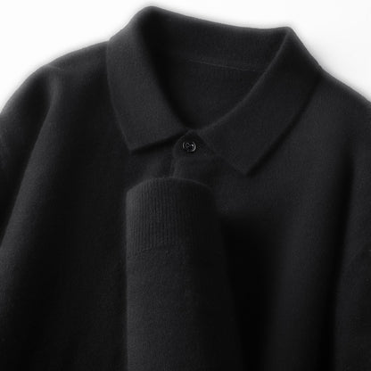 100% Wool Thickened Lapel Sweater for Men