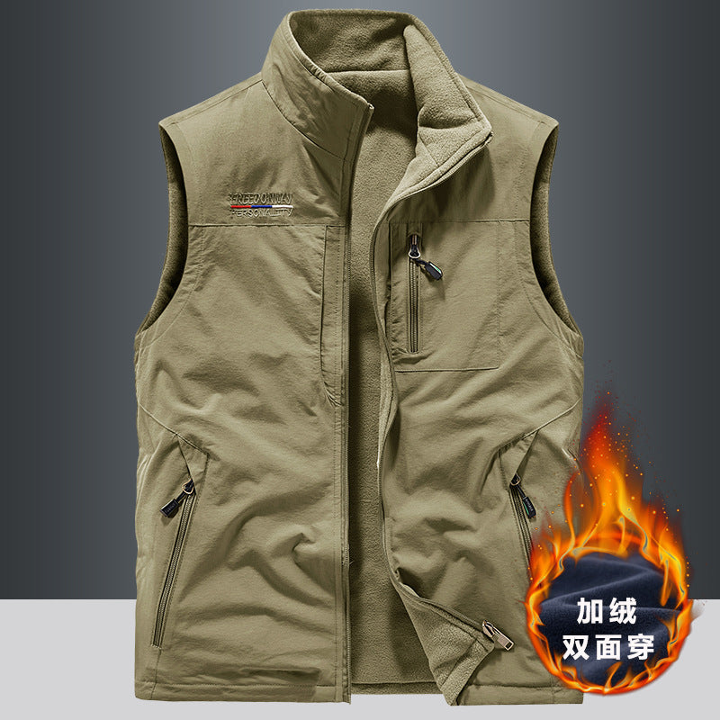 Men's fleece vest autumn/winter, sleeveless.