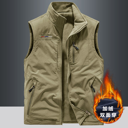 Men's fleece vest autumn/winter, sleeveless.