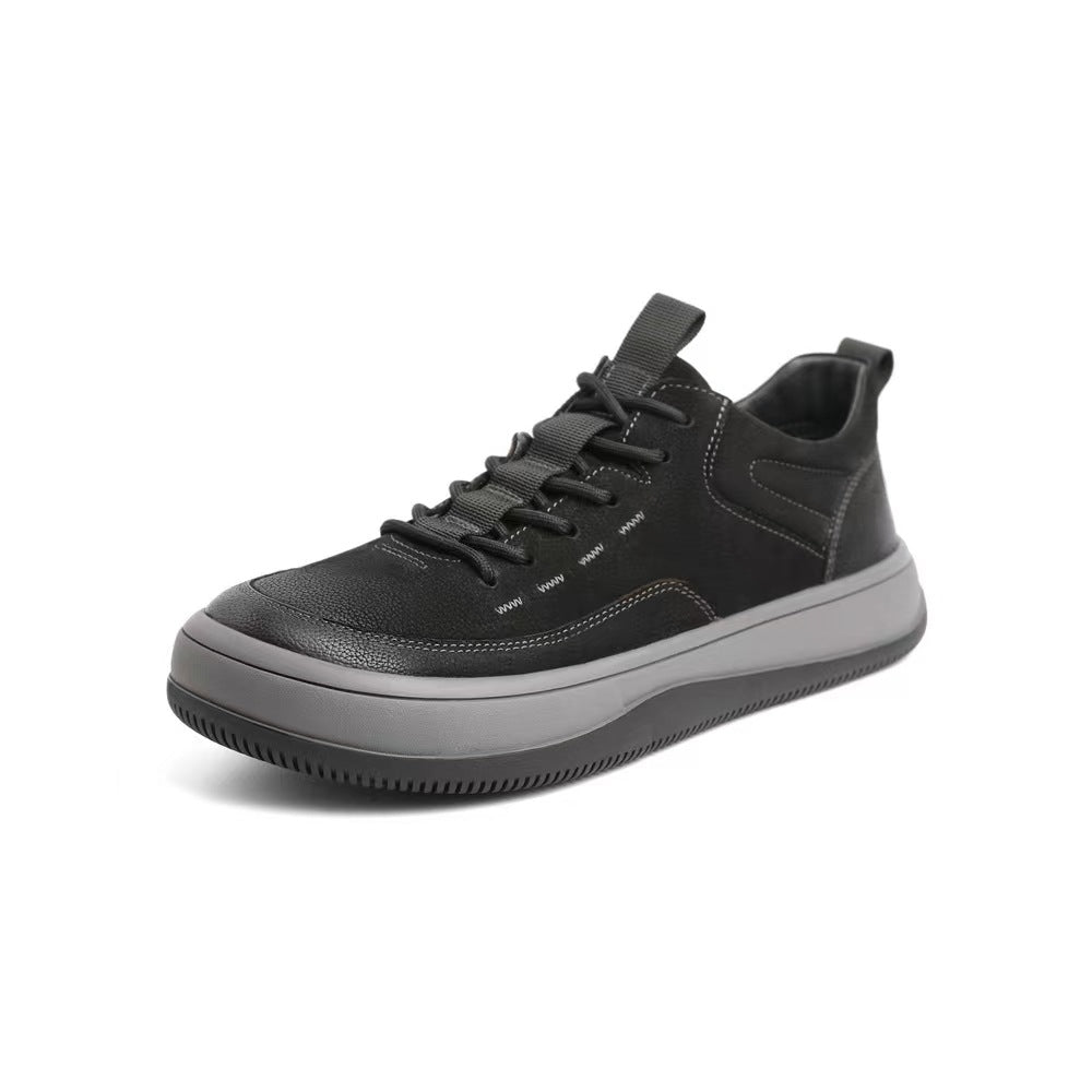Mens Trendy Leather Thick-Sole Sports Shoes