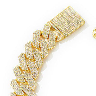Trendy men's Cuban chain: Diamond zircon, 4-row hip hop necklace.