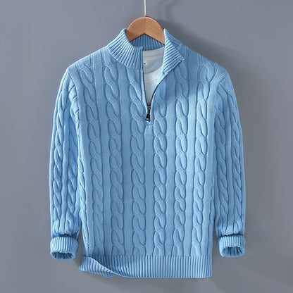 Men's Autumn/Winter Thick Half-Neck Zipper Knitted Pullover