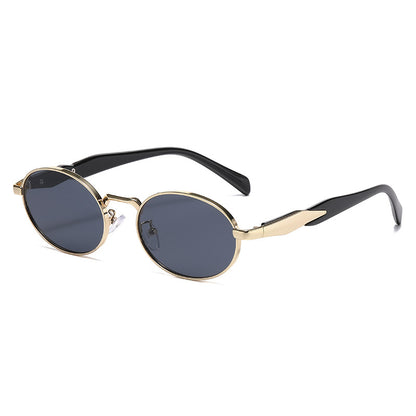 Oval metal retro luxury sunglasses