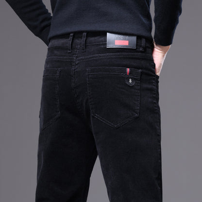 Straight-Leg Plush Corduroy Slacks